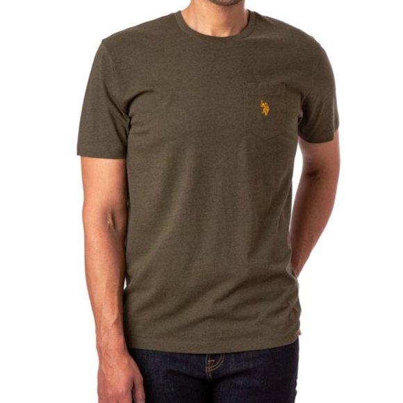 U.S. Polo Assn. Men's Crew Neck Pocket T-Shirt (Army Heather) - Picture 1 of 2
